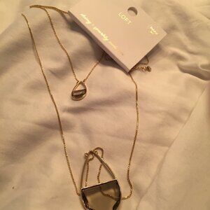 Loft double strand  smokey crystals necklace NWT